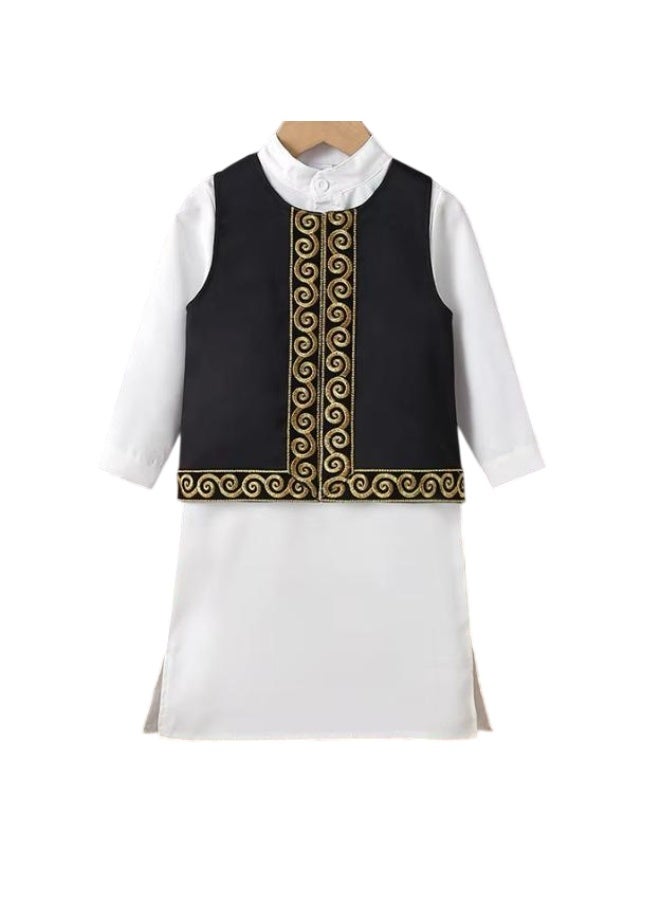 Bidani Boys’ Embroidered Waistcoat Kurta Set - Image 1